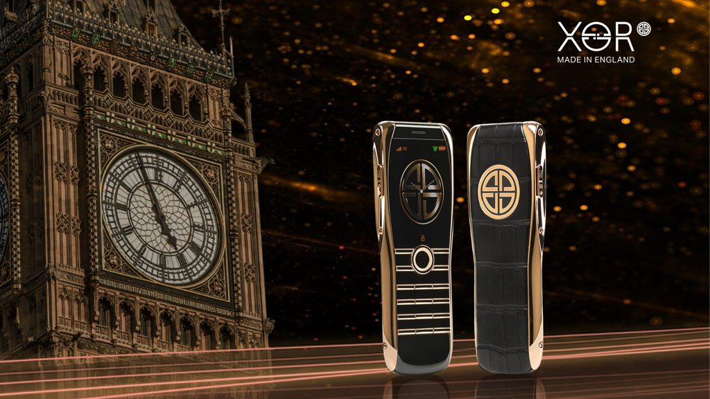 XOR Elite Gold unique phone in 18K gold and alligator leather, a masterpiece of British craftsmanship.
